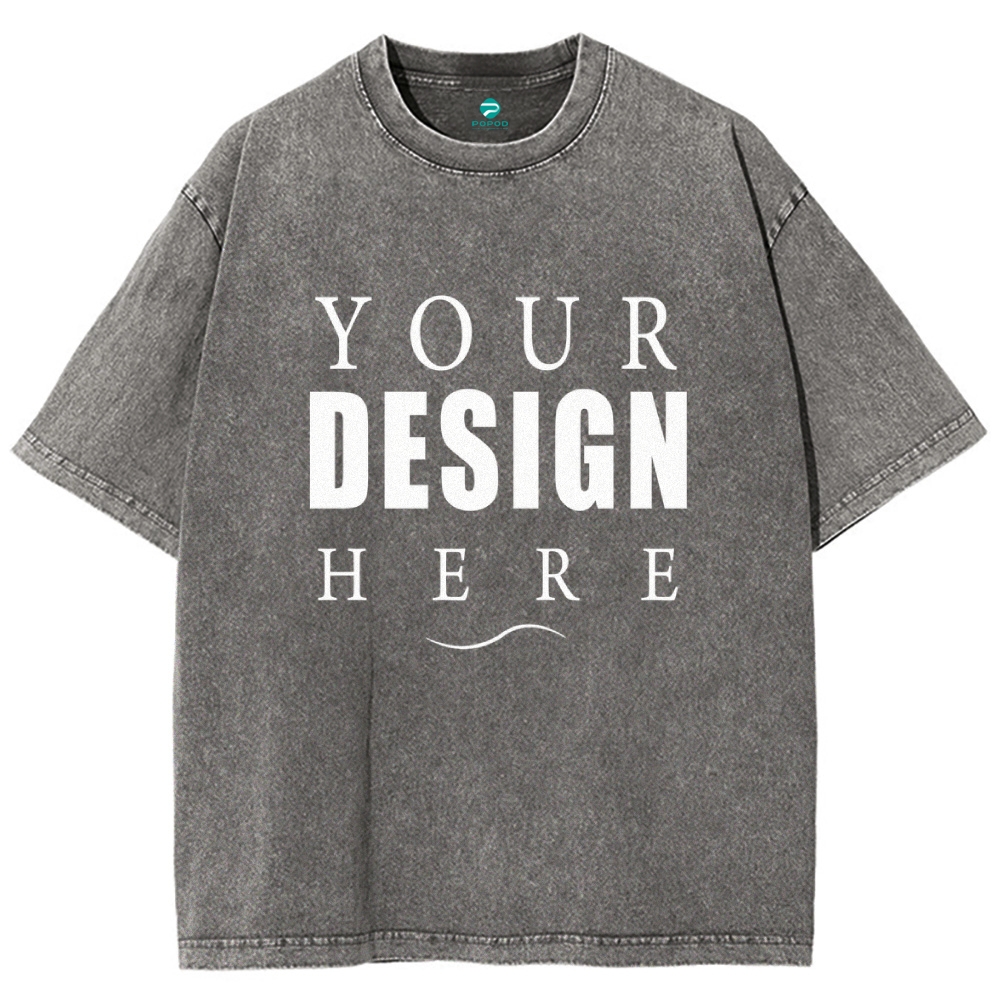 250g 15 colors fried snowflake vintage heavy cotton round neck short sleeve t-shirt