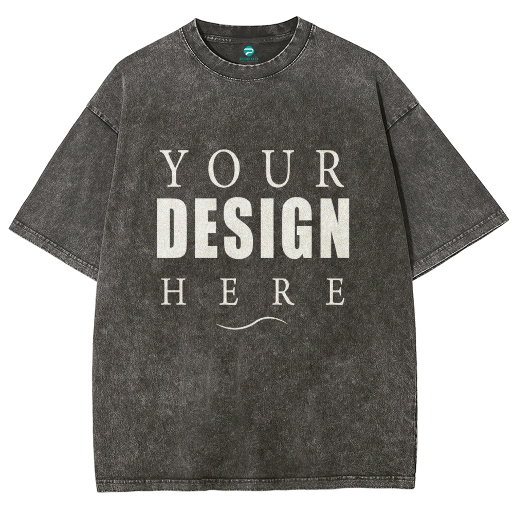 250g 15 colors fried snowflake vintage heavy cotton round neck short sleeve t-shirt