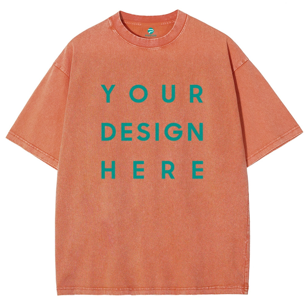12 Colors Unisex Fit Vintage T-shirt Pure Cotton Round Neck Short-slee