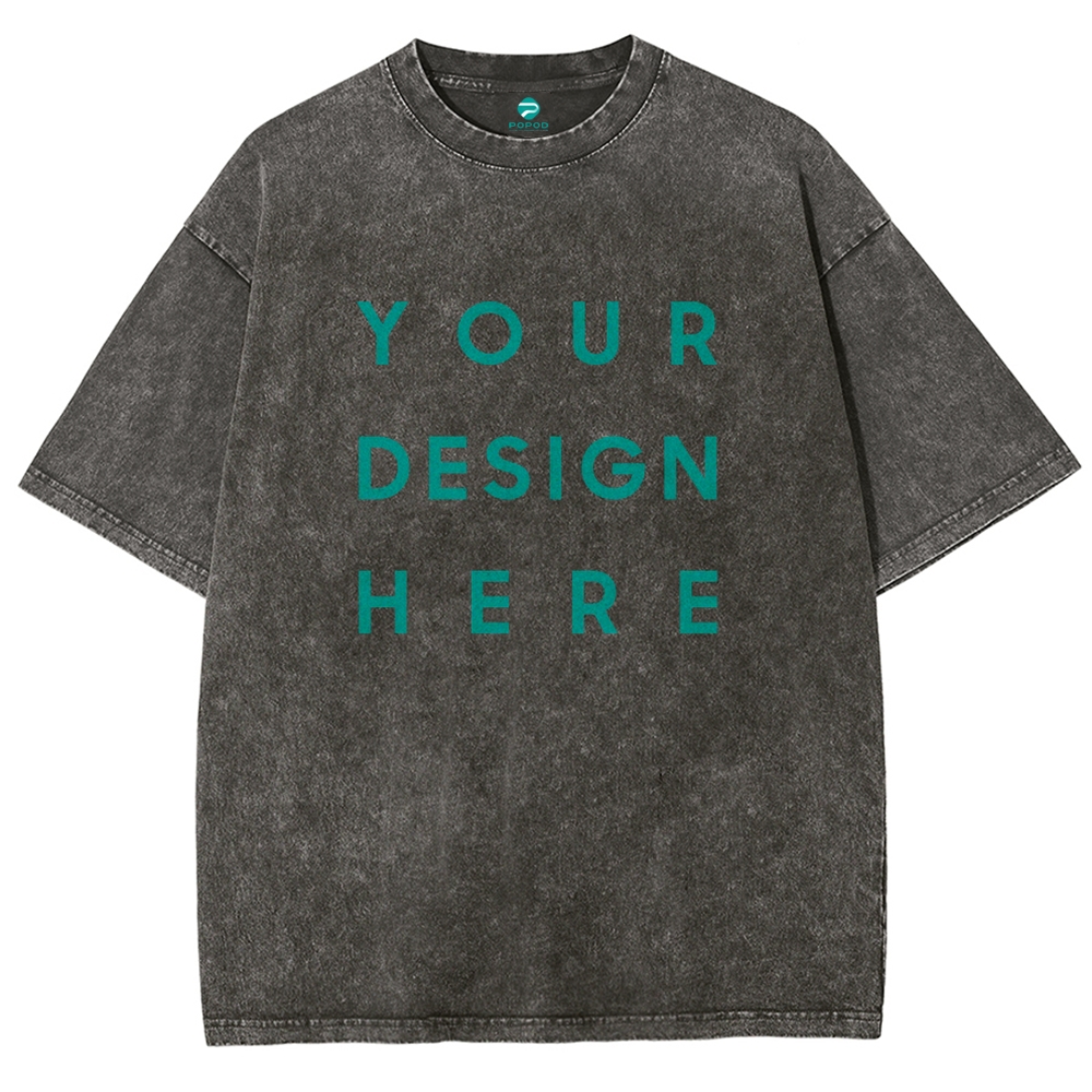 12 Colors Unisex Fit Vintage T-shirt Pure Cotton Round Neck Short-slee