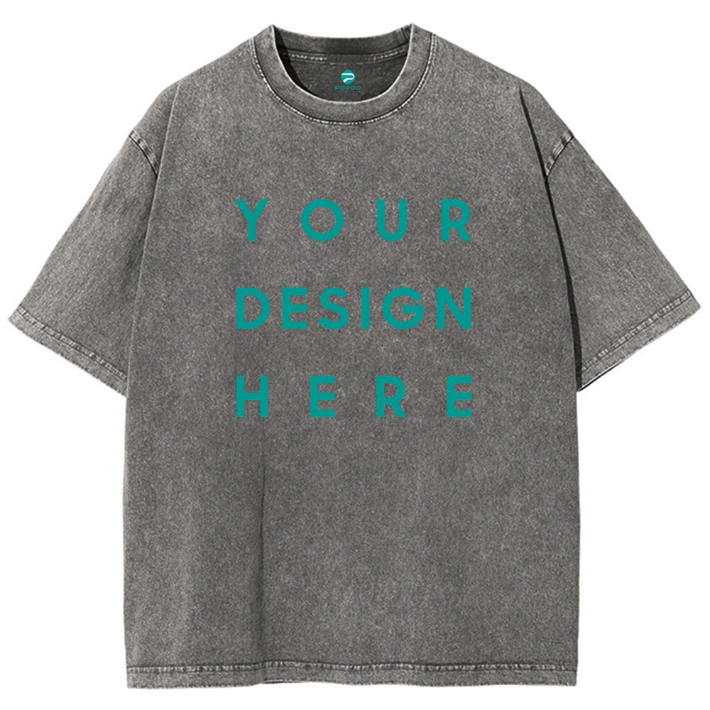 12 Colors Unisex Fit Vintage T-shirt Pure Cotton Round Neck Short-slee