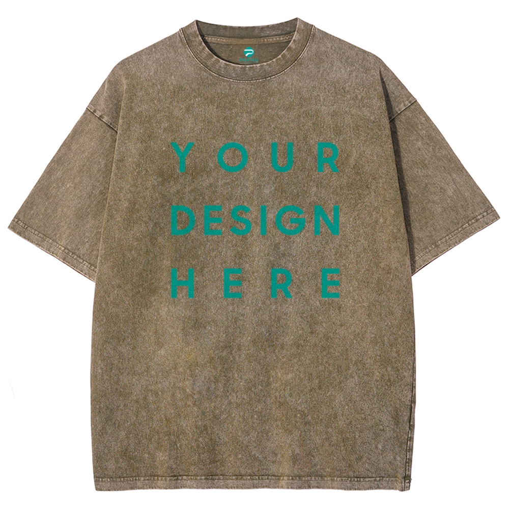 12 Colors Unisex Fit Vintage T-shirt Pure Cotton Round Neck Short-slee