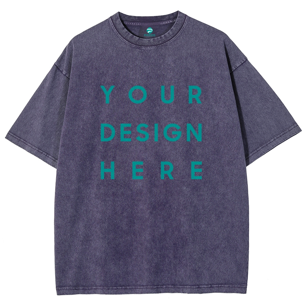 12 Colors Unisex Fit Vintage T-shirt Pure Cotton Round Neck Short-slee