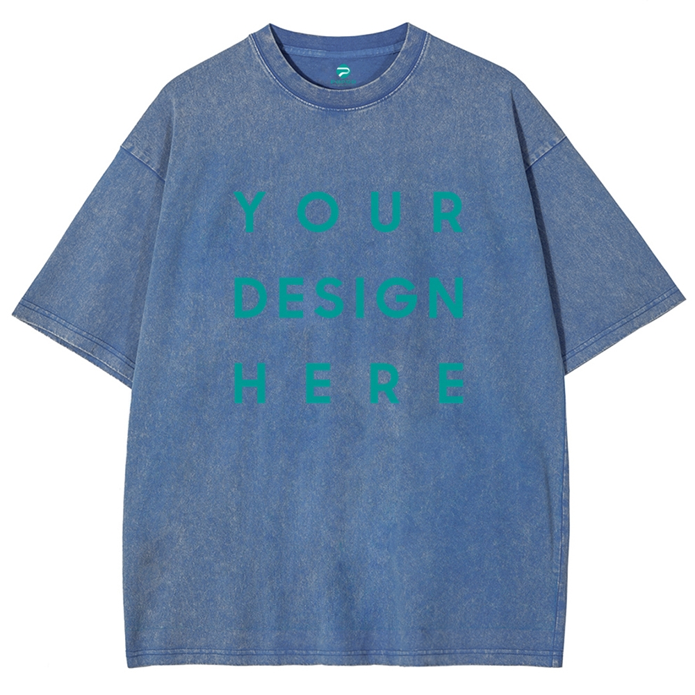 12 Colors Unisex Fit Vintage T-shirt Pure Cotton Round Neck Short-slee