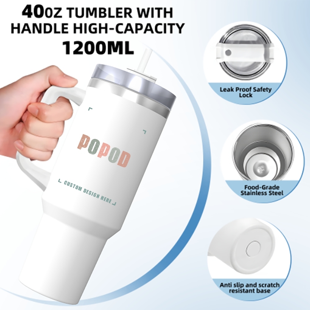 7 Colors 40oz Travel Tumbler With Lid And Handle Stainless Steel Water Bottle | PP4711