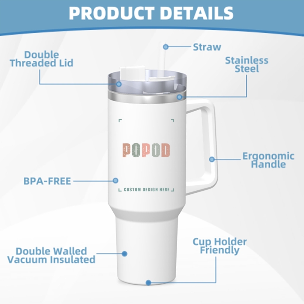 7 Colors 40oz Travel Tumbler With Lid And Handle Stainless Steel Water Bottle | PP4711