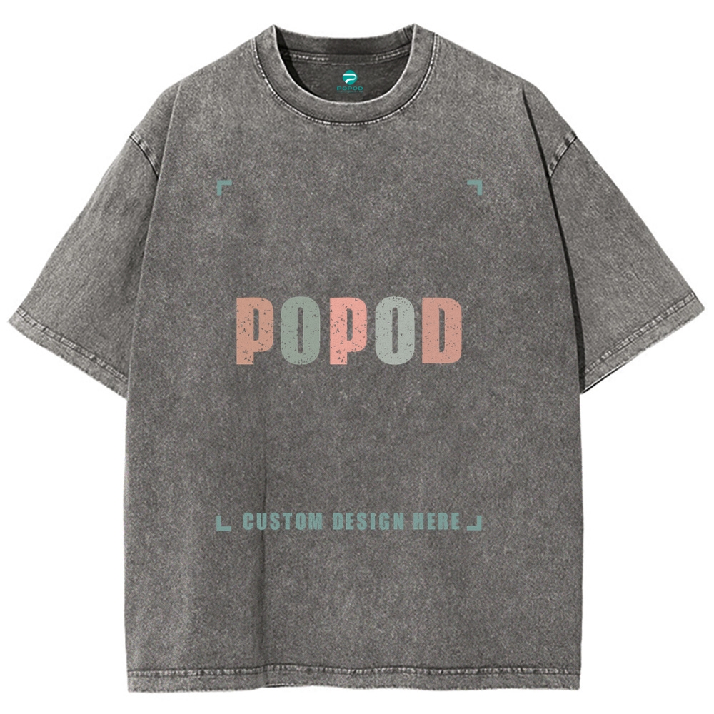 12 Colors Unisex Fit Vintage T-shirt Pure Cotton Round Neck Short-slee