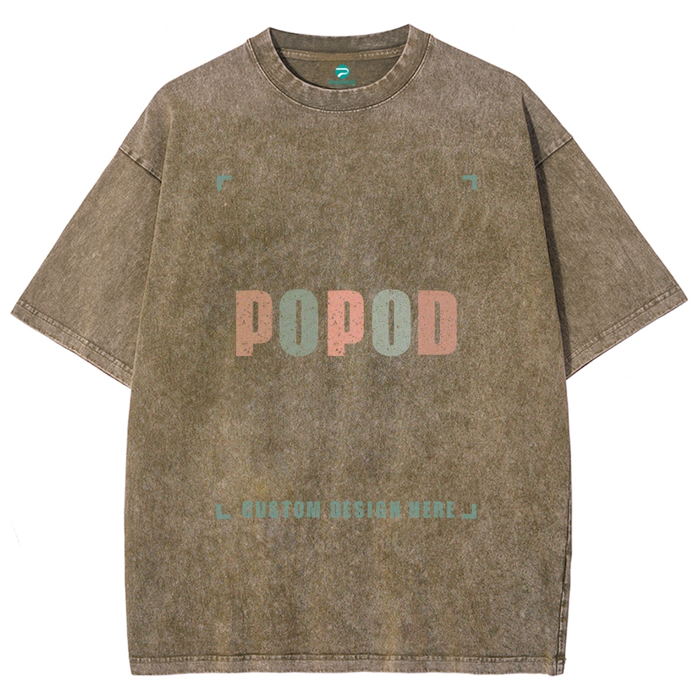 12 Colors Unisex Fit Vintage T-shirt Pure Cotton Round Neck Short-slee