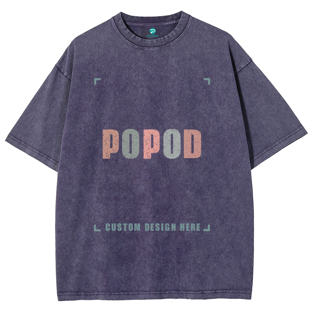 12 Colors Unisex Fit Vintage T-shirt Pure Cotton Round Neck Short-slee