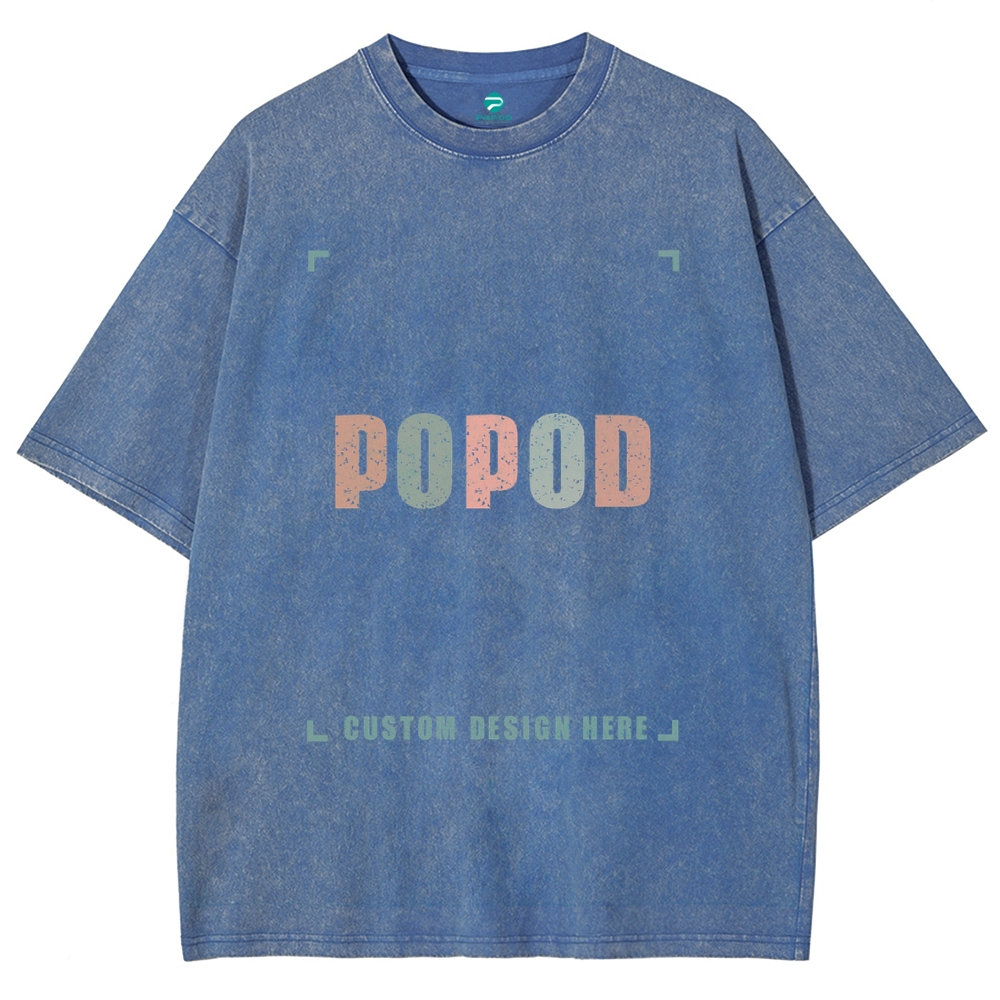 12 Colors Unisex Fit Vintage T-shirt Pure Cotton Round Neck Short-slee