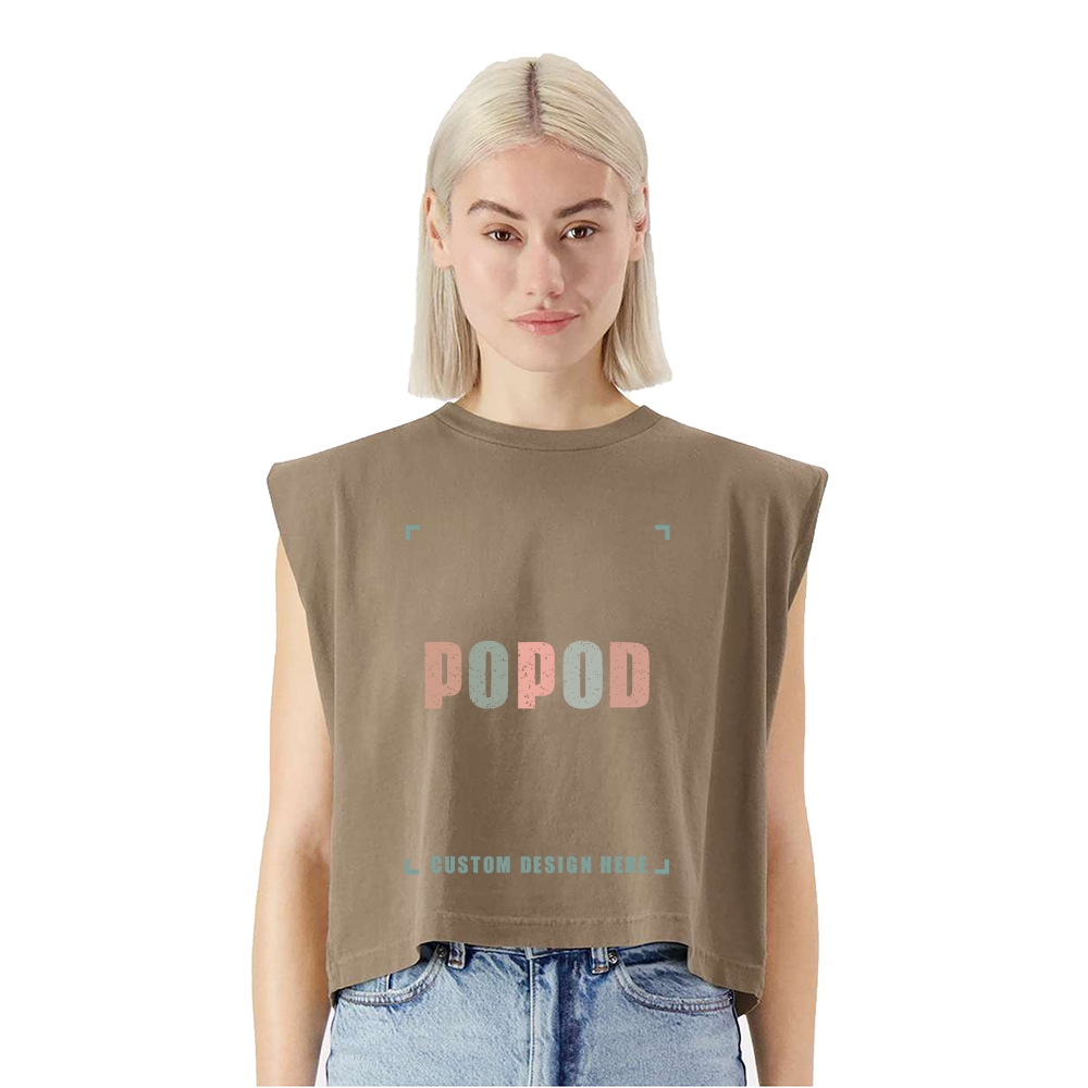 6 Colors Cropped Wide Rib Collar Sleeveless T-shirt PP8880