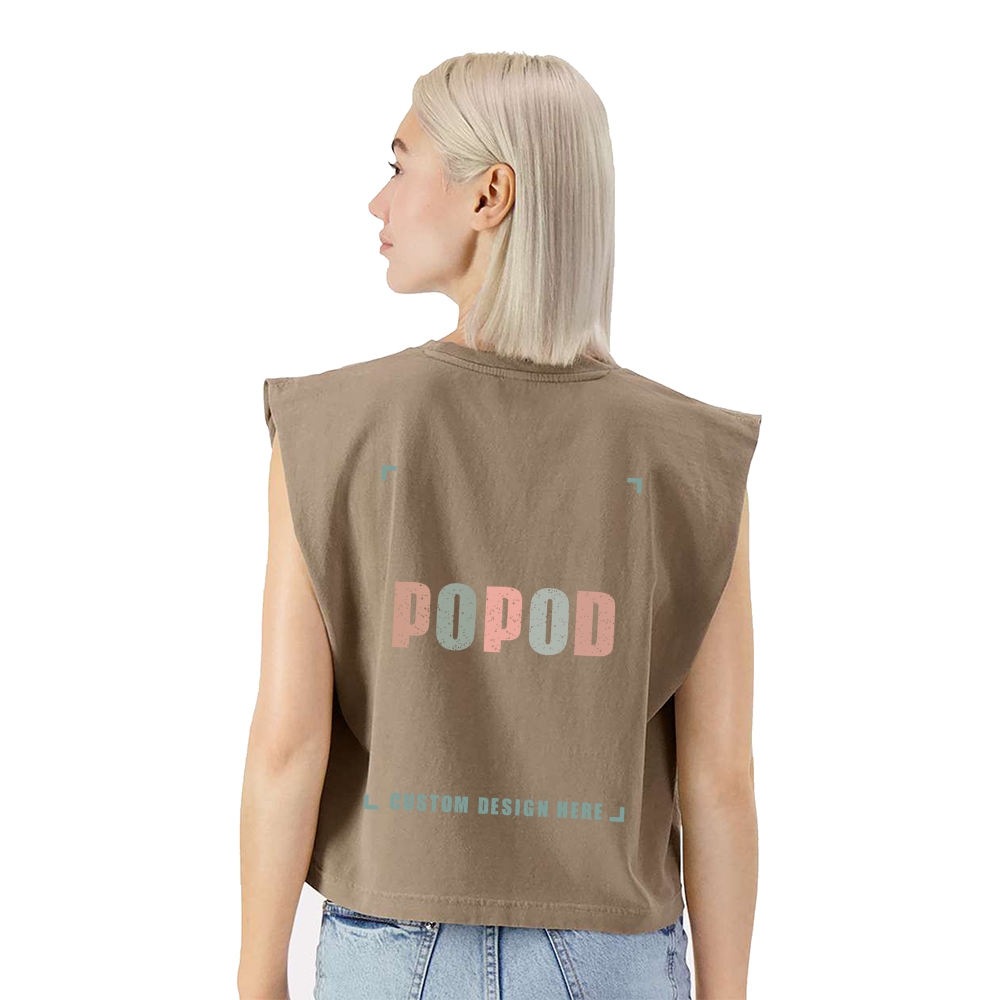 6 Colors Cropped Wide Rib Collar Sleeveless T-shirt PP8880