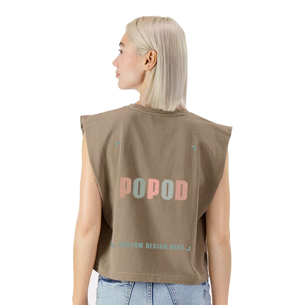 6 Colors Cropped Wide Rib Collar Sleeveless T-shirt PP8880