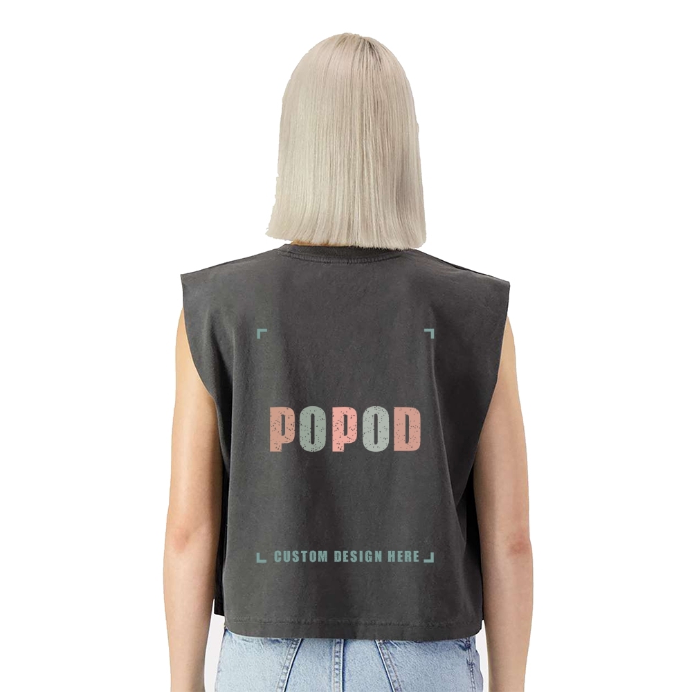 6 Colors Cropped Wide Rib Collar Sleeveless T-shirt PP8880