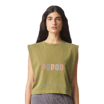 6 Colors Cropped Wide Rib Collar Sleeveless T-shirt PP8880