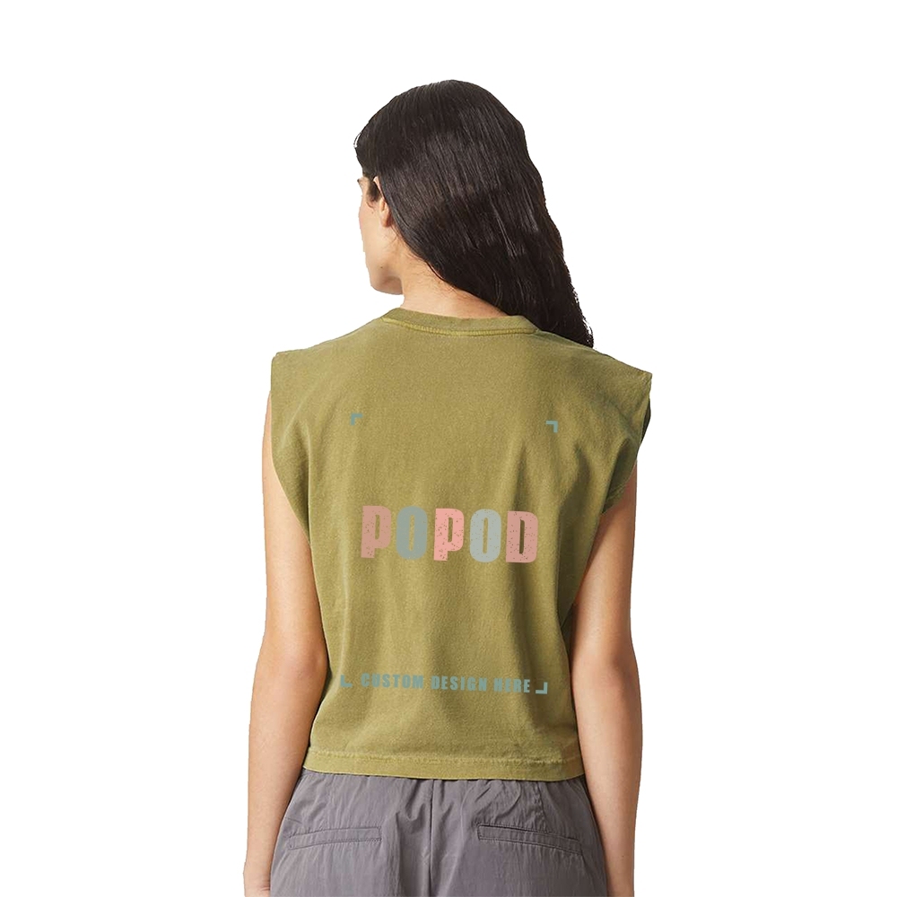 6 Colors Cropped Wide Rib Collar Sleeveless T-shirt PP8880