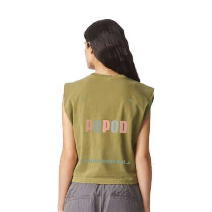 6 Colors Cropped Wide Rib Collar Sleeveless T-shirt PP8880