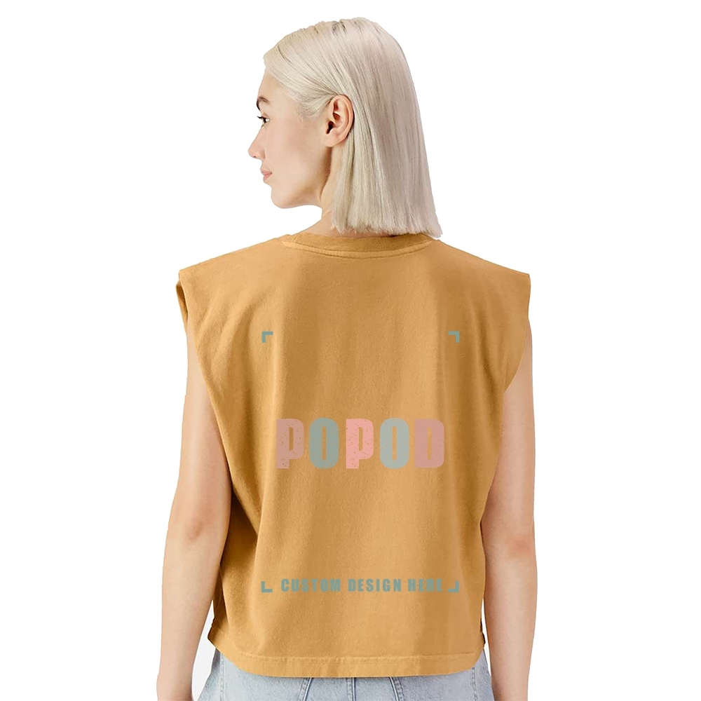 6 Colors Cropped Wide Rib Collar Sleeveless T-shirt PP8880