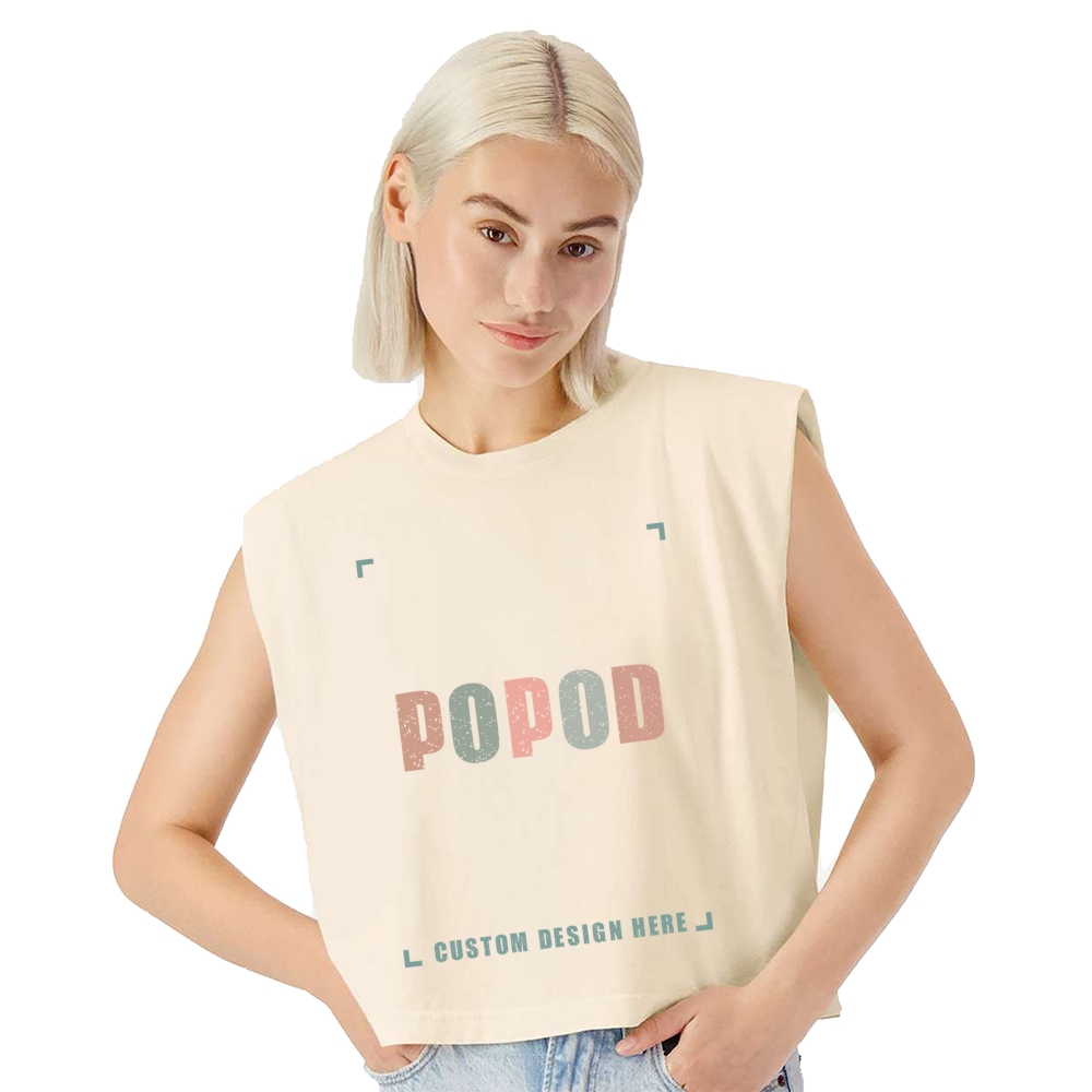 6 Colors Cropped Wide Rib Collar Sleeveless T-shirt PP8880