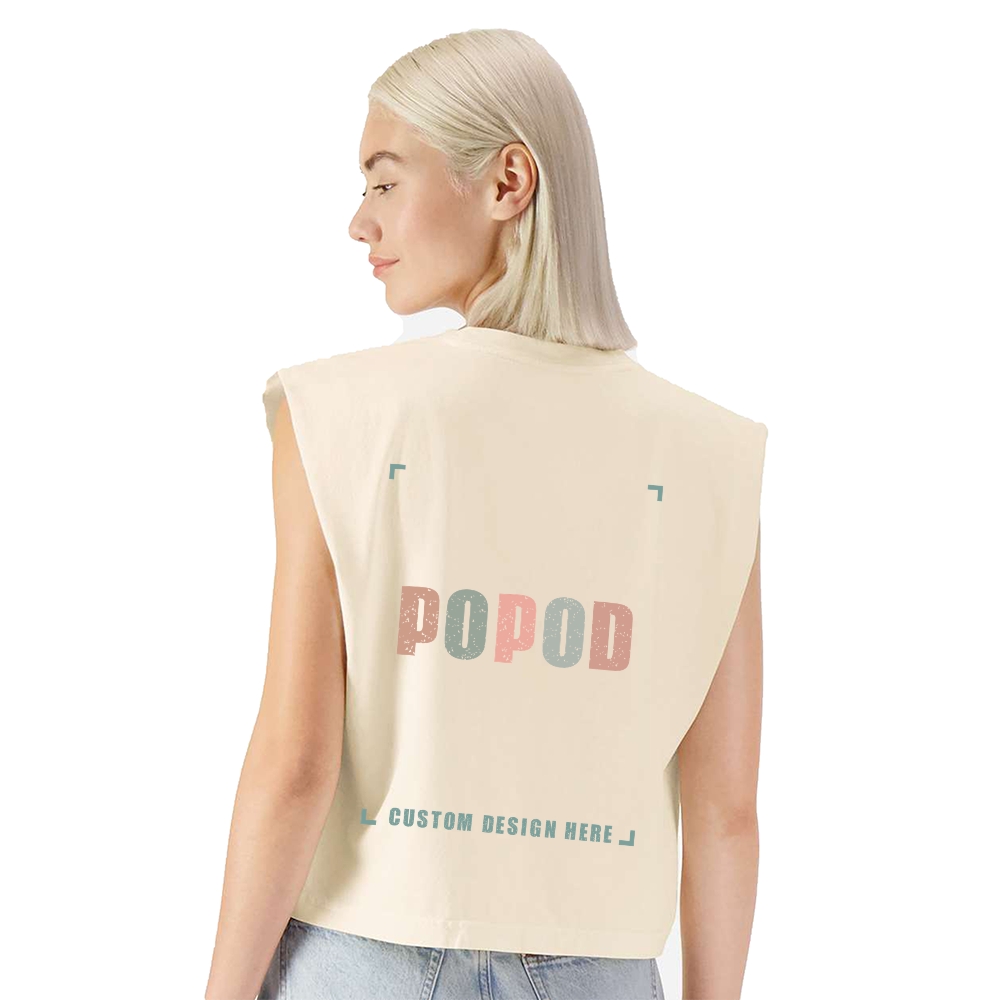 6 Colors Cropped Wide Rib Collar Sleeveless T-shirt PP8880