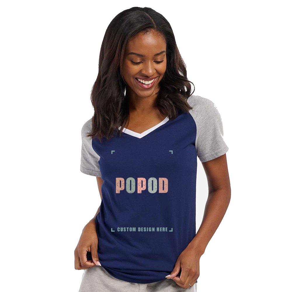 3 Colors Women's Raglan Sleeve V-Neck T-Shirt