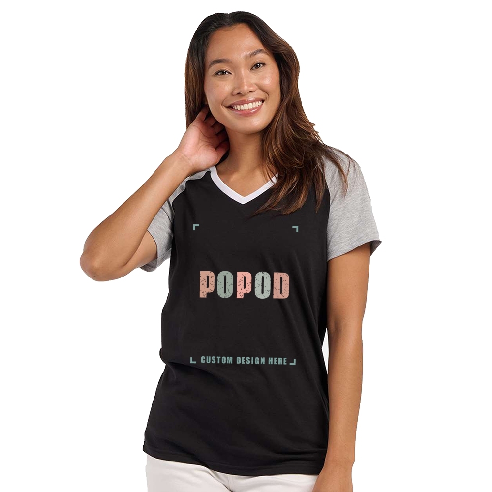 3 Colors Women's Raglan Sleeve V-Neck T-Shirt