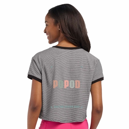 3 Colors Women's Striped Tie Front T-Shirt PP1544