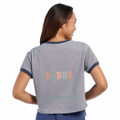 3 Colors Women's Striped Tie Front T-Shirt PP1544