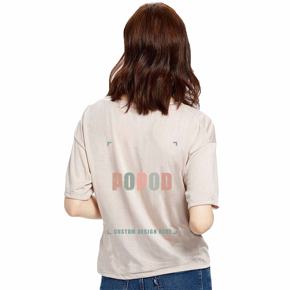 4 Colors Women's Boxy Open Neck Tee PP1653