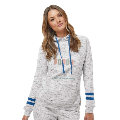 4 Colors Women’s Fleece Striped-Sleeve Hooded PP3996