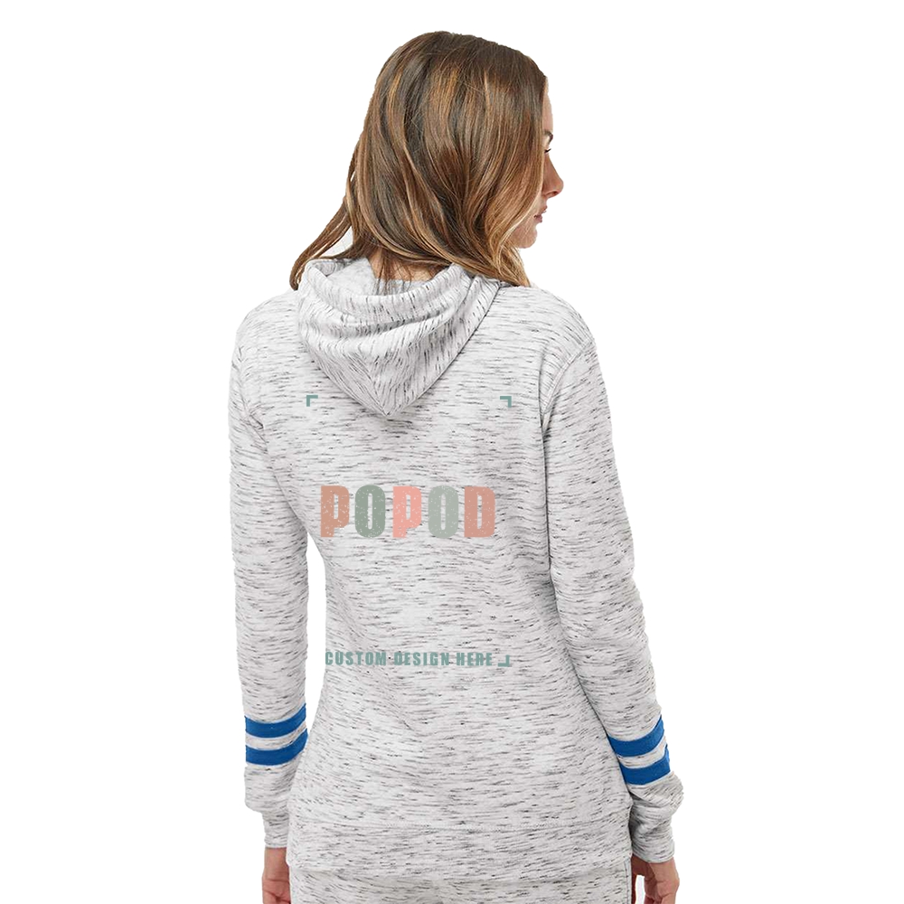 4 Colors Women’s Fleece Striped-Sleeve Hooded PP3996