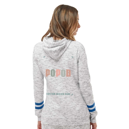 4 Colors Women’s Fleece Striped-Sleeve Hooded PP3996