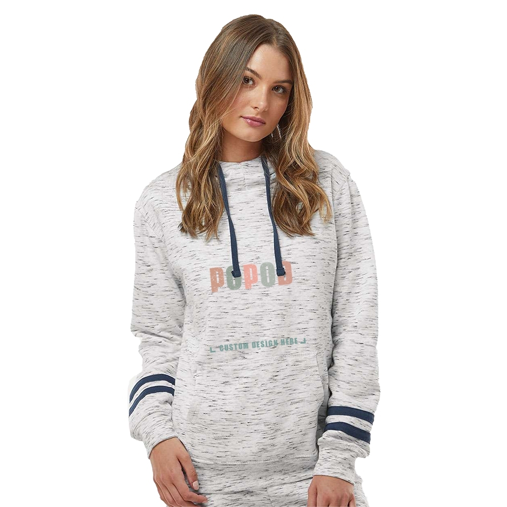 4 Colors Women’s Fleece Striped-Sleeve Hooded PP3996