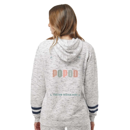 4 Colors Women’s Fleece Striped-Sleeve Hooded PP3996
