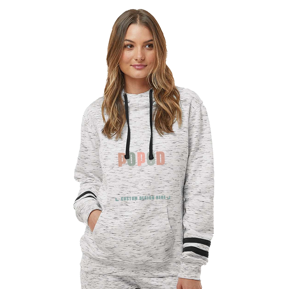 4 Colors Women’s Fleece Striped-Sleeve Hooded PP3996