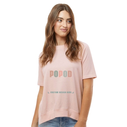 5 Colors Women's Short Sleeve Crewneck Sweatshirt PP4169