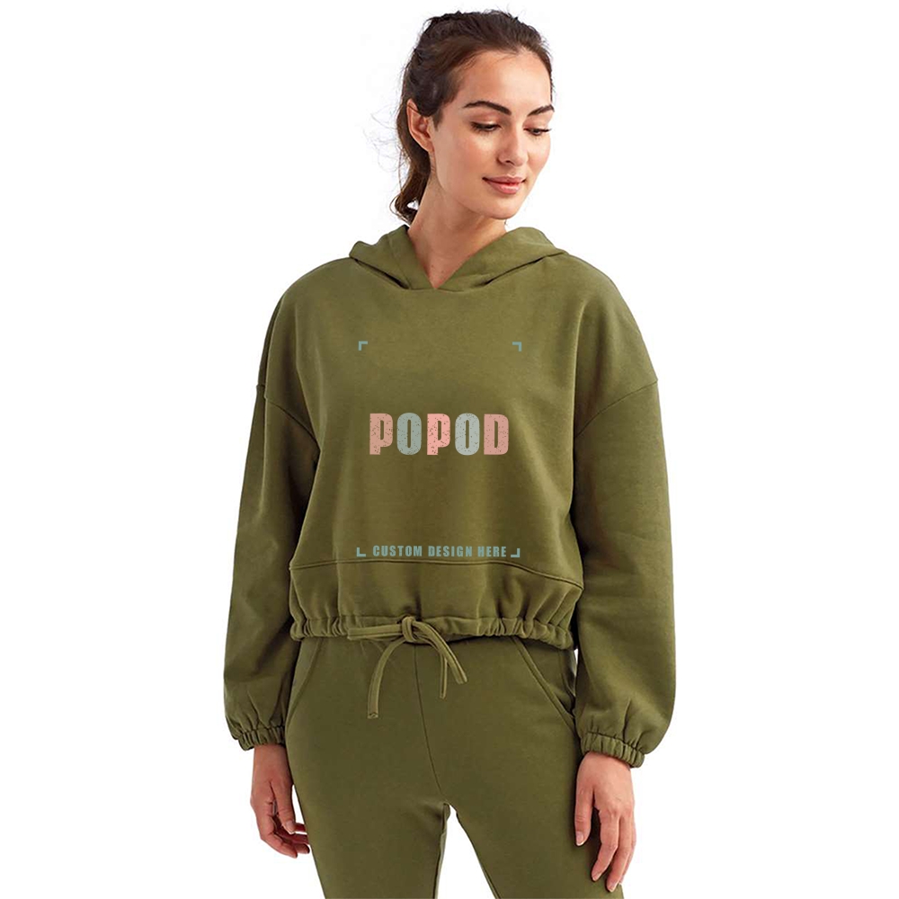 9 Colors Women's Cropped Hooded Sweatshirt PP7415