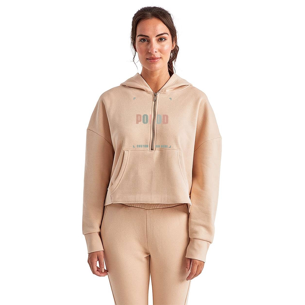 8 Colors Women's Half-Zip Hooded PP1736