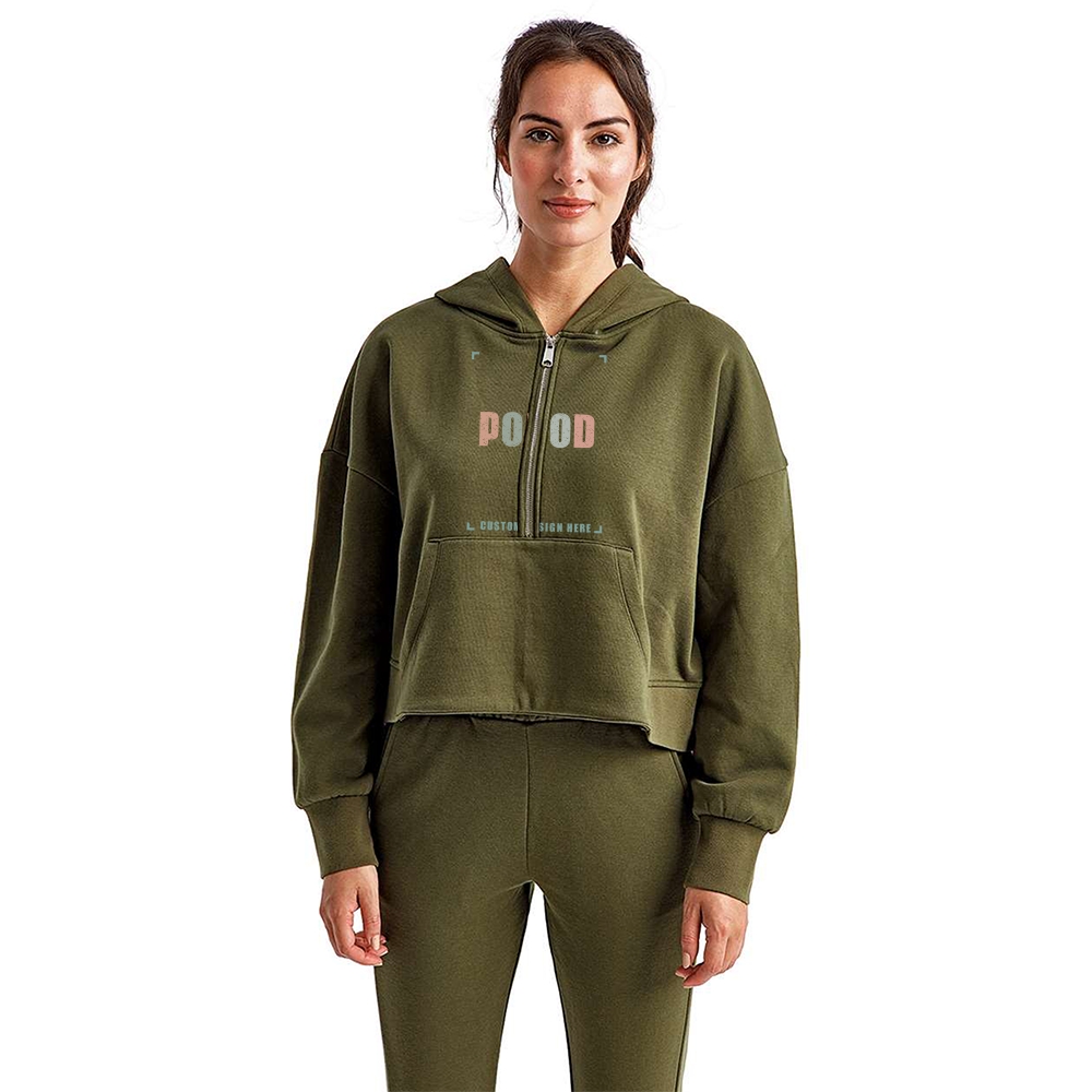 8 Colors Women's Half-Zip Hooded PP1736