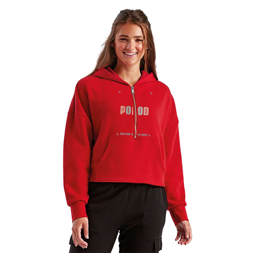 8 Colors Women's Half-Zip Hooded PP1736