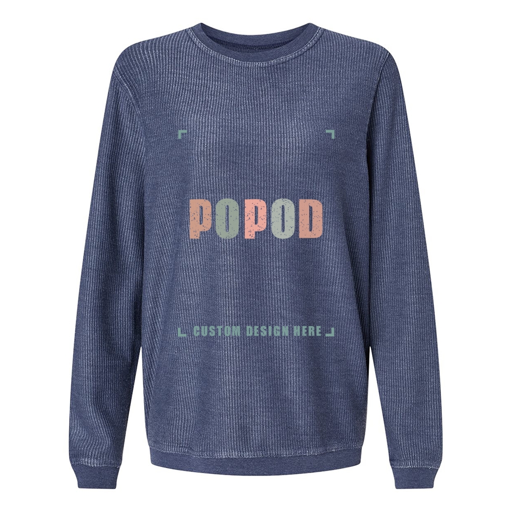 7 Colors Unisex Corduroy Crew Neck Sweatshirt PP1754