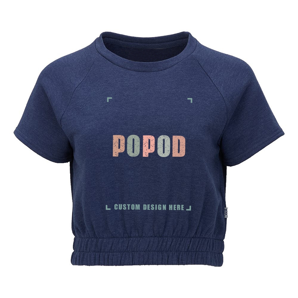 3 Colors Women's Short Sleeve Cropped Crewneck Sweatshirt PP1771