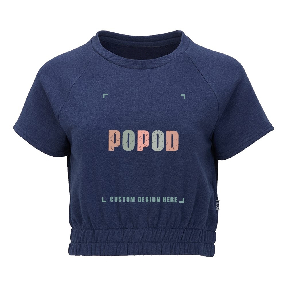 3 Colors Women's Short Sleeve Cropped Crewneck Sweatshirt PP1771