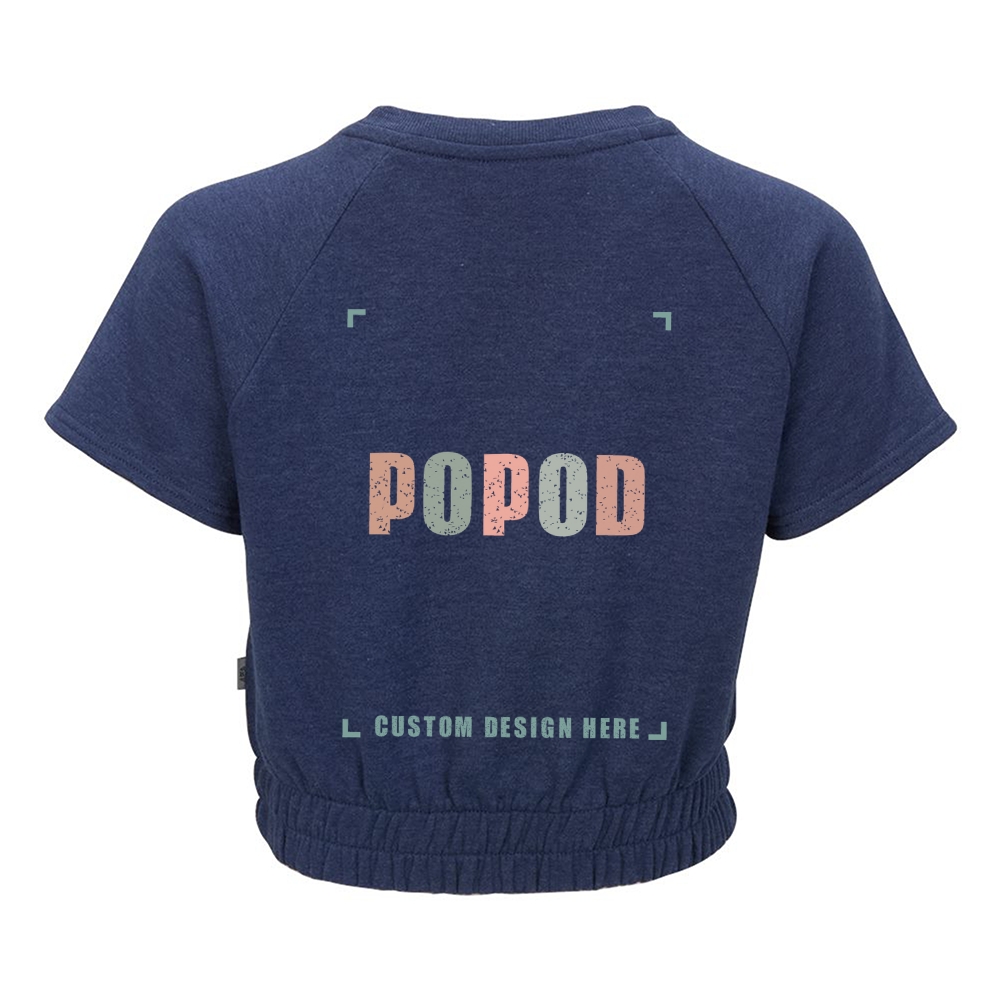 3 Colors Women's Short Sleeve Cropped Crewneck Sweatshirt PP1771