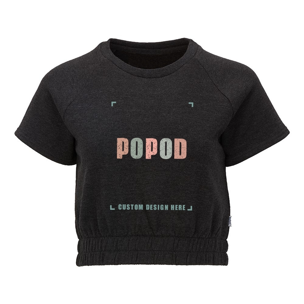 3 Colors Women's Short Sleeve Cropped Crewneck Sweatshirt PP1771