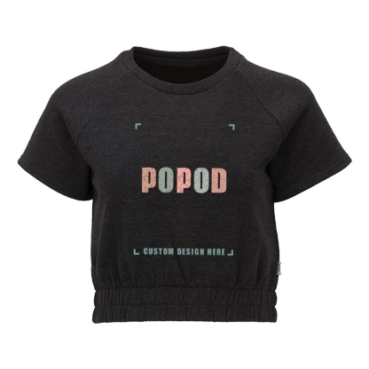 3 Colors Women's Short Sleeve Cropped Crewneck Sweatshirt PP1771