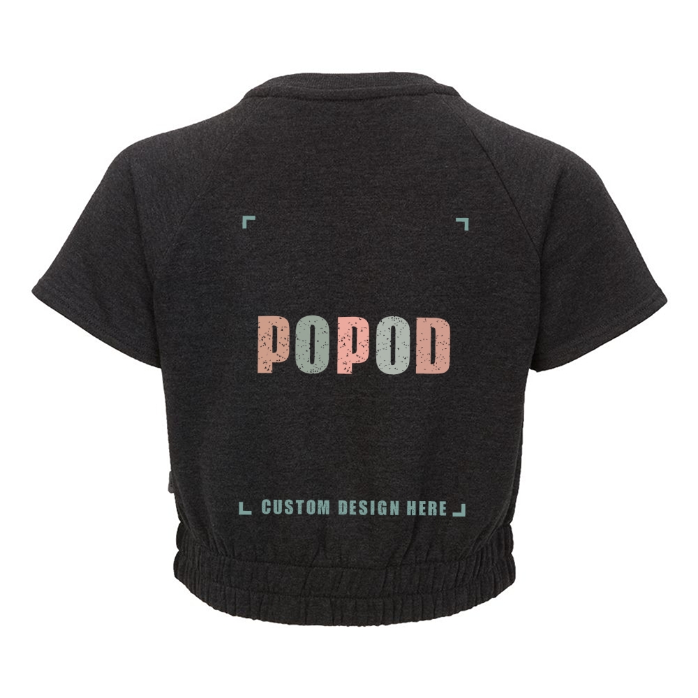 3 Colors Women's Short Sleeve Cropped Crewneck Sweatshirt PP1771