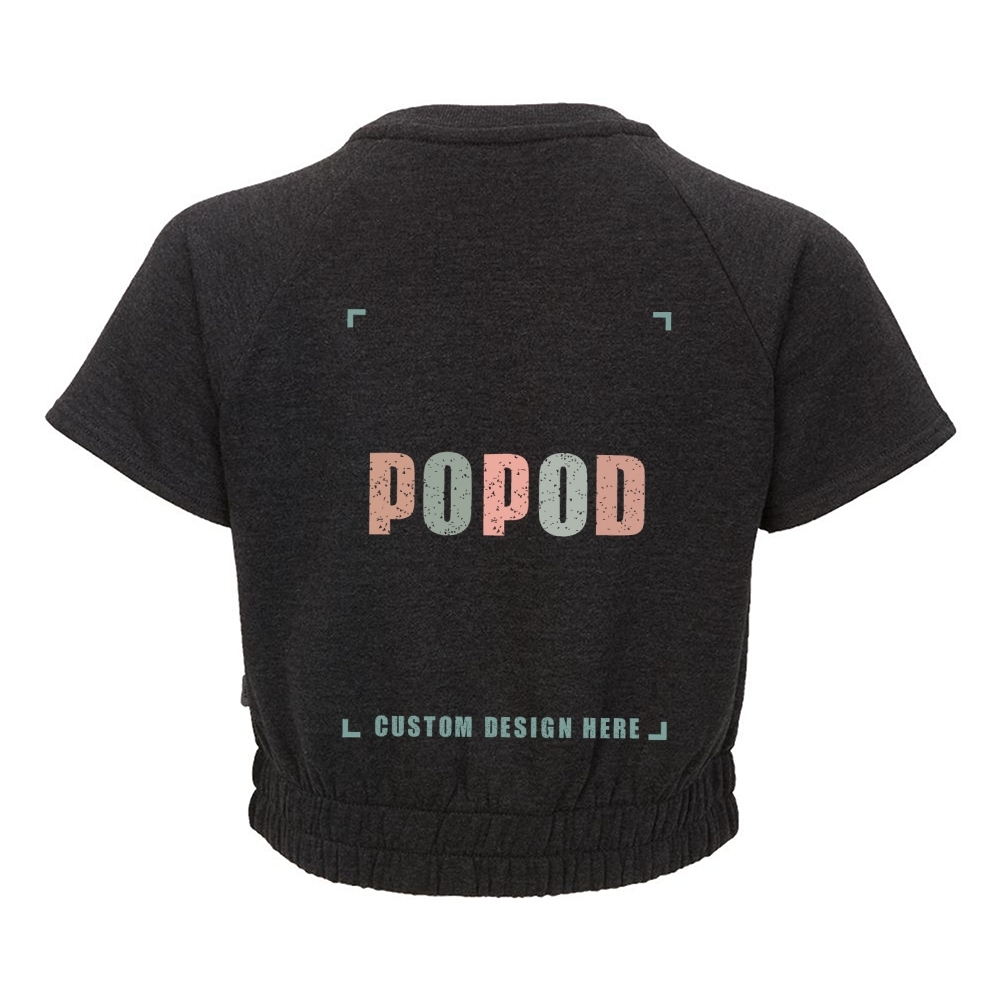 3 Colors Women's Short Sleeve Cropped Crewneck Sweatshirt PP1771