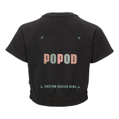 3 Colors Women's Short Sleeve Cropped Crewneck Sweatshirt PP1771