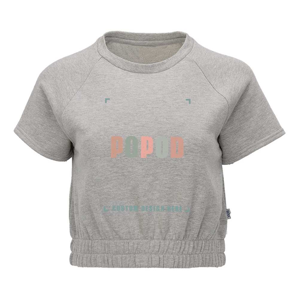 3 Colors Women's Short Sleeve Cropped Crewneck Sweatshirt PP1771